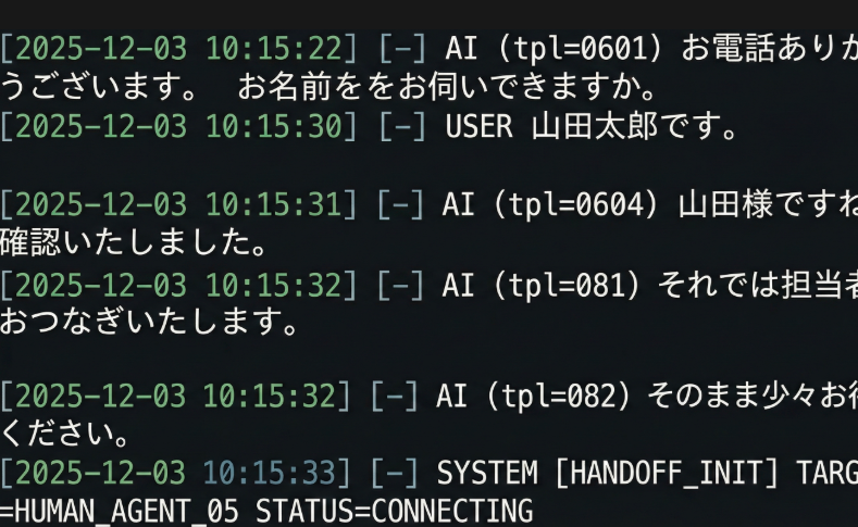 AI引き継ぎログ画面